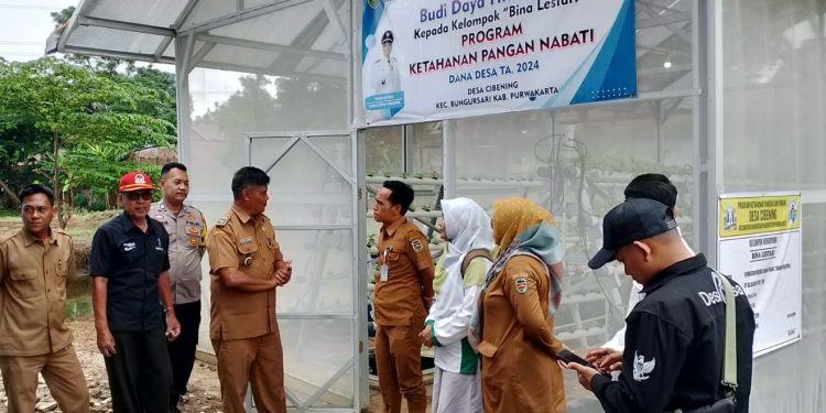 Peduli Ketahanan Pangan, Bhabinkamtibmas Polsek Bungursari Polres Purwakarta Sambangi Budidaya Hidroponik