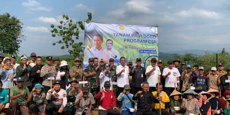 Kanit Binmas Polsek Cibatu Hadiri Kegiatan Penanaman Padi Gogo di Desa Cikadu