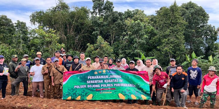 Polsek Bojong Laksanakan Penanaman Jagung Hibrida di Lahan Non-LBS Desa Cileunca