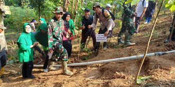 Polsek Pasawahan Dan Koramil Pasawahan Serta Instansi terkait Melaksanakan Penanaman Pohon Di Desa Sukajadi Kecamatan Pondoksalam
