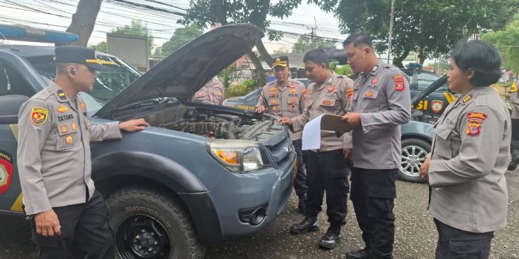 Baglog Polres Purwakarta Lakukan Pemeriksaan dan Mapping Kendaraan Dinas Terkait Harwat 2026