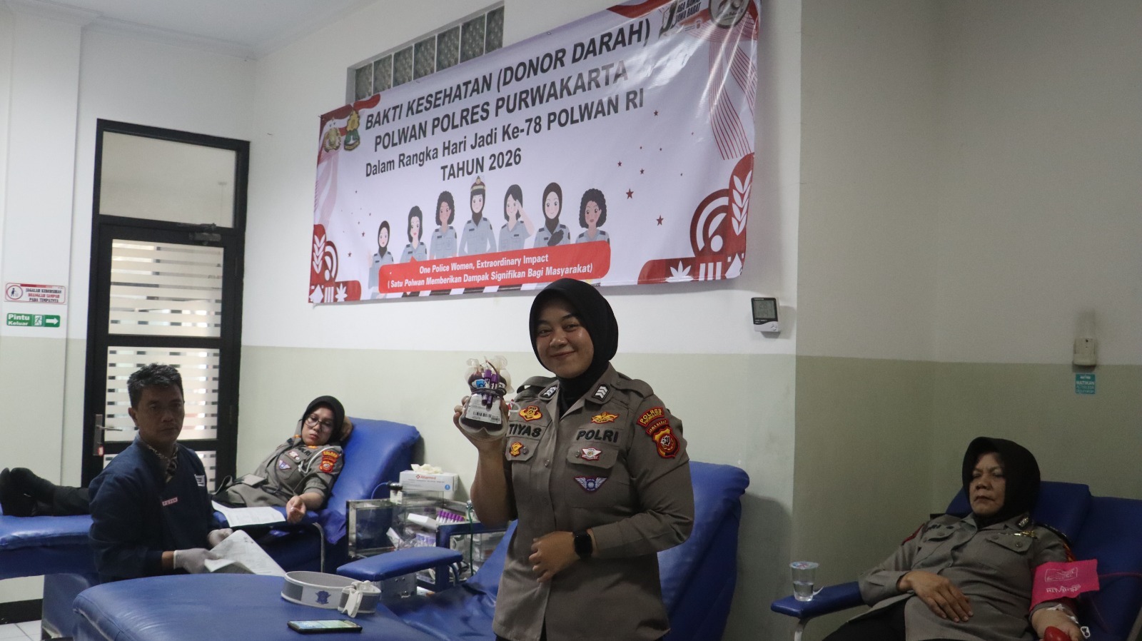Sambut Hari Jadi ke-78 Polwan, Polwan Polres Purwakarta Gelar Bakti Kesehatan Donor Darah