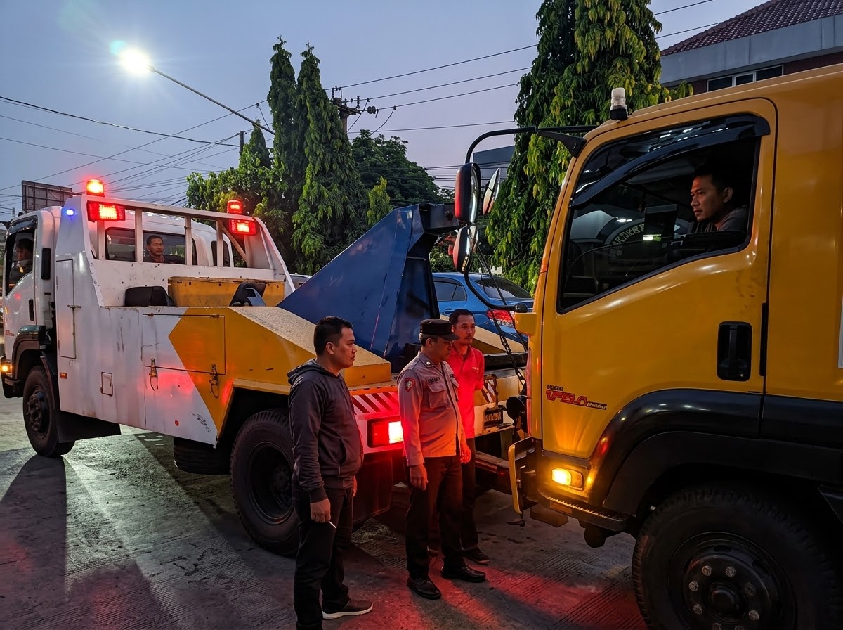 ‎Polri Bergerak Sebelum Jam Sibuk, Mobil Box Dievakuasi dari Parcom Sindangkasih