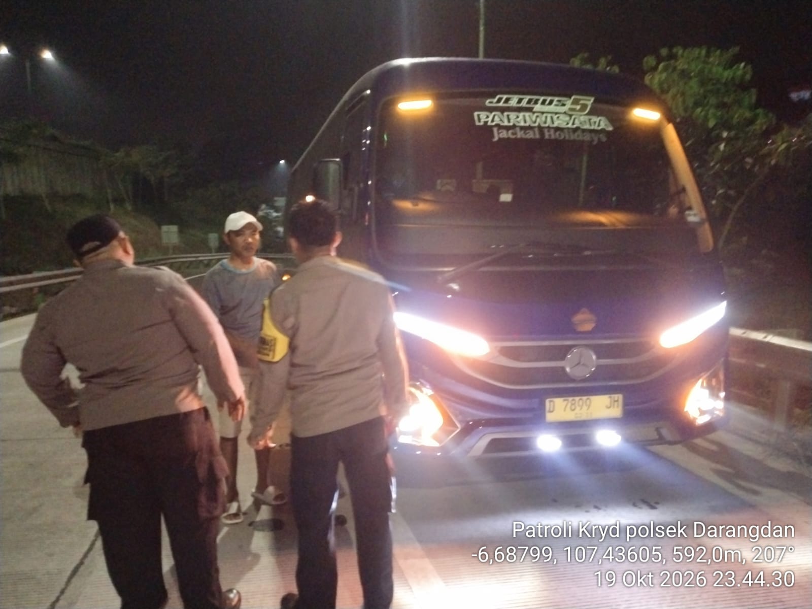 Polsek Darangdan Laksanakan Patroli KRYD di Gerbang tol