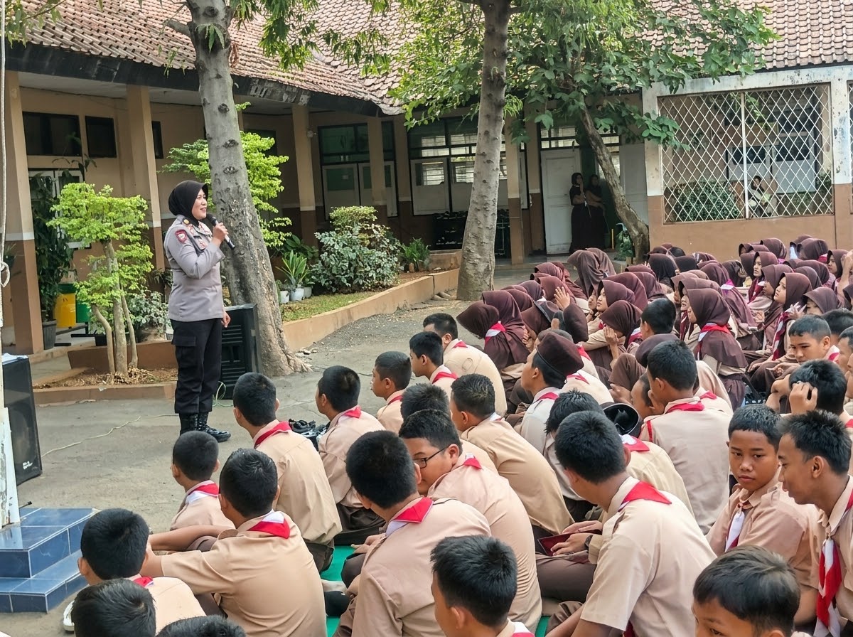 Jaring Generasi Tangguh, Kanit Binmas Polsek Purwakarta Kota Sosialisasi Sekolah Kemala Taruna Bhayangkara di SMPN 5
