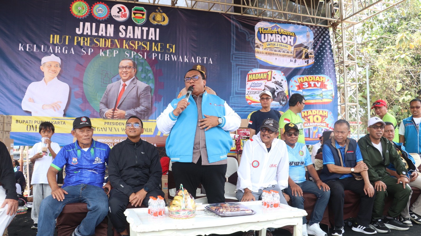 Jalan Santai HUT Presiden KSPSI ke-51, Polres Purwakarta Perkuat Sinergi dengan Serikat Pekerja